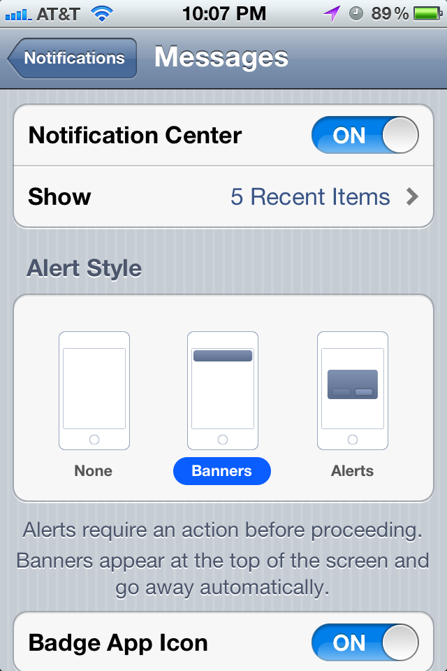 App Notification Settings